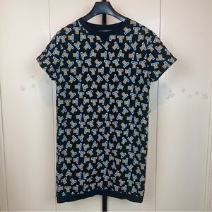 Authentic Moschino Allover Bear Print Sweatshirt Mini Dress